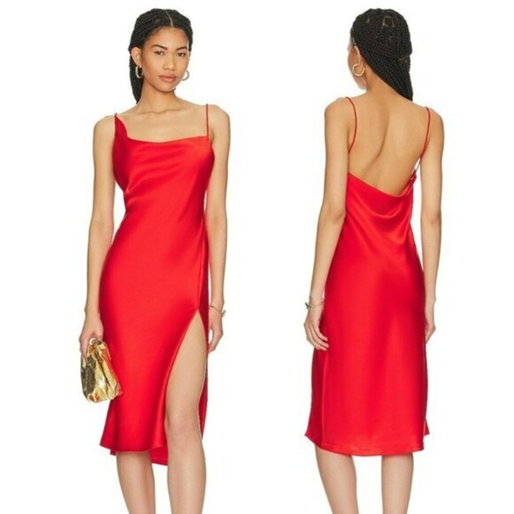 L'Academie Ada Midi Dress - Bright Red